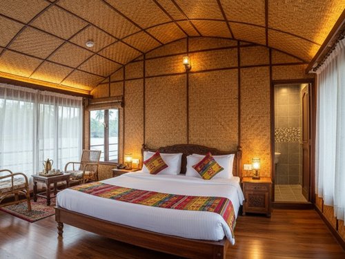 1 Bedroom Kerala Houseboat Luxury 1BHK houseboat with AC and attached bathroom